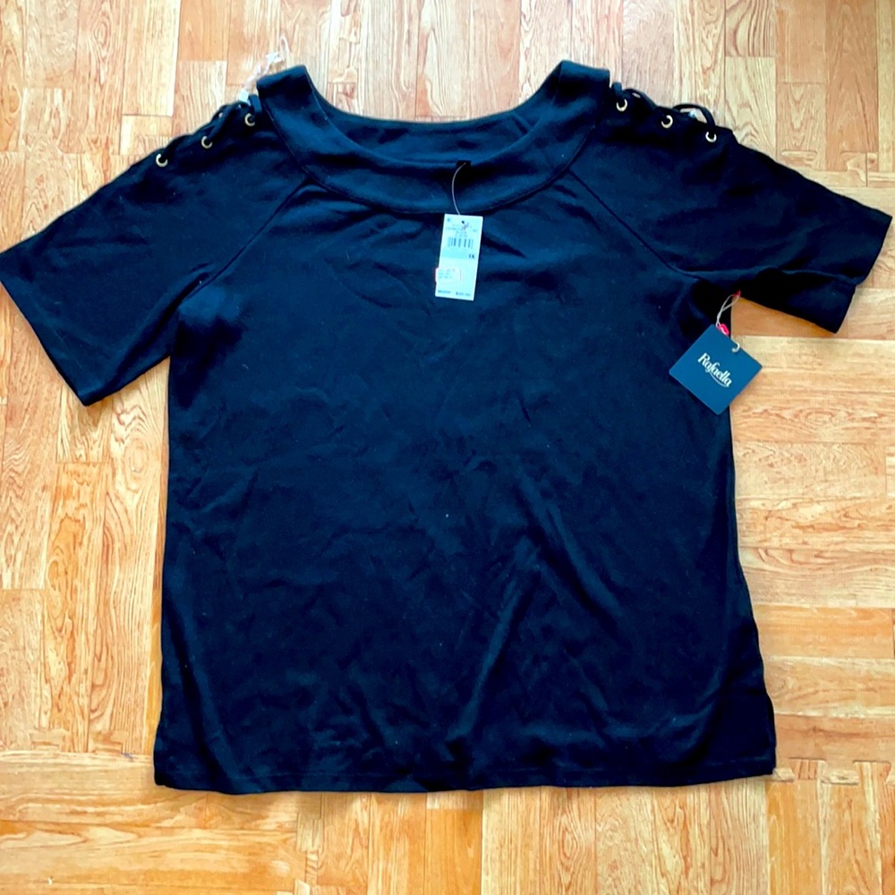 Rafaella Woman’s Short Sleeve 1X black top
